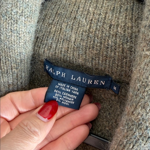 Ralph Lauren Olive Green Shawl-Collar Cardigan size M no flaws - Picture 5 of 7